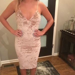 Gold velvet midi dress